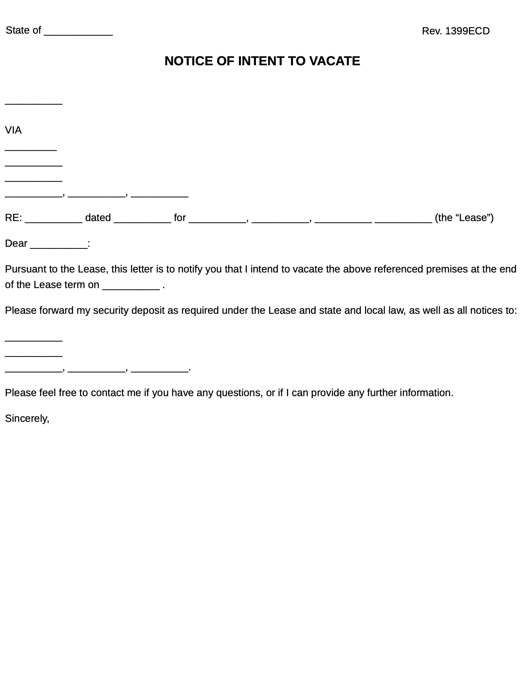 Notice Of Intent To Vacate Preview