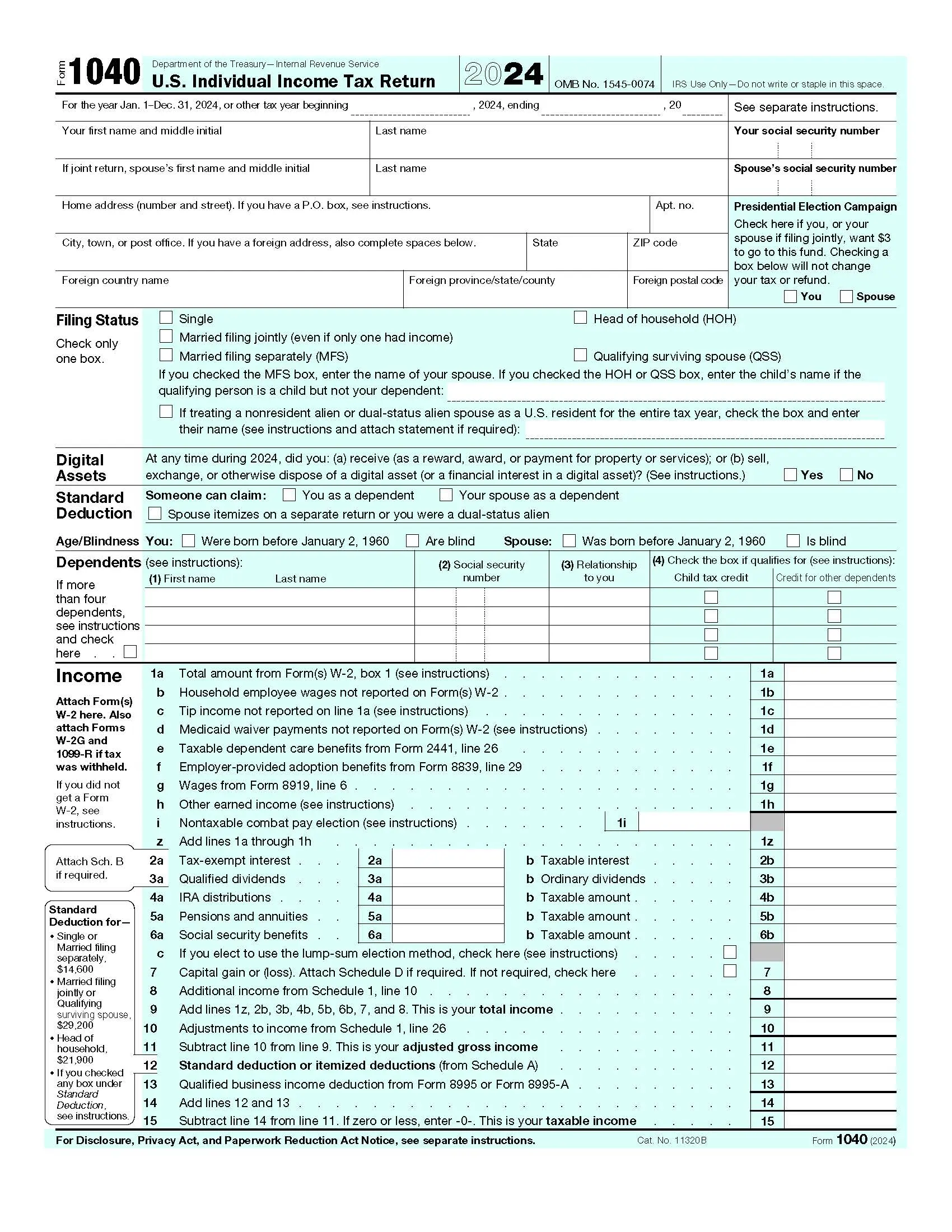 Form 1040 Preview